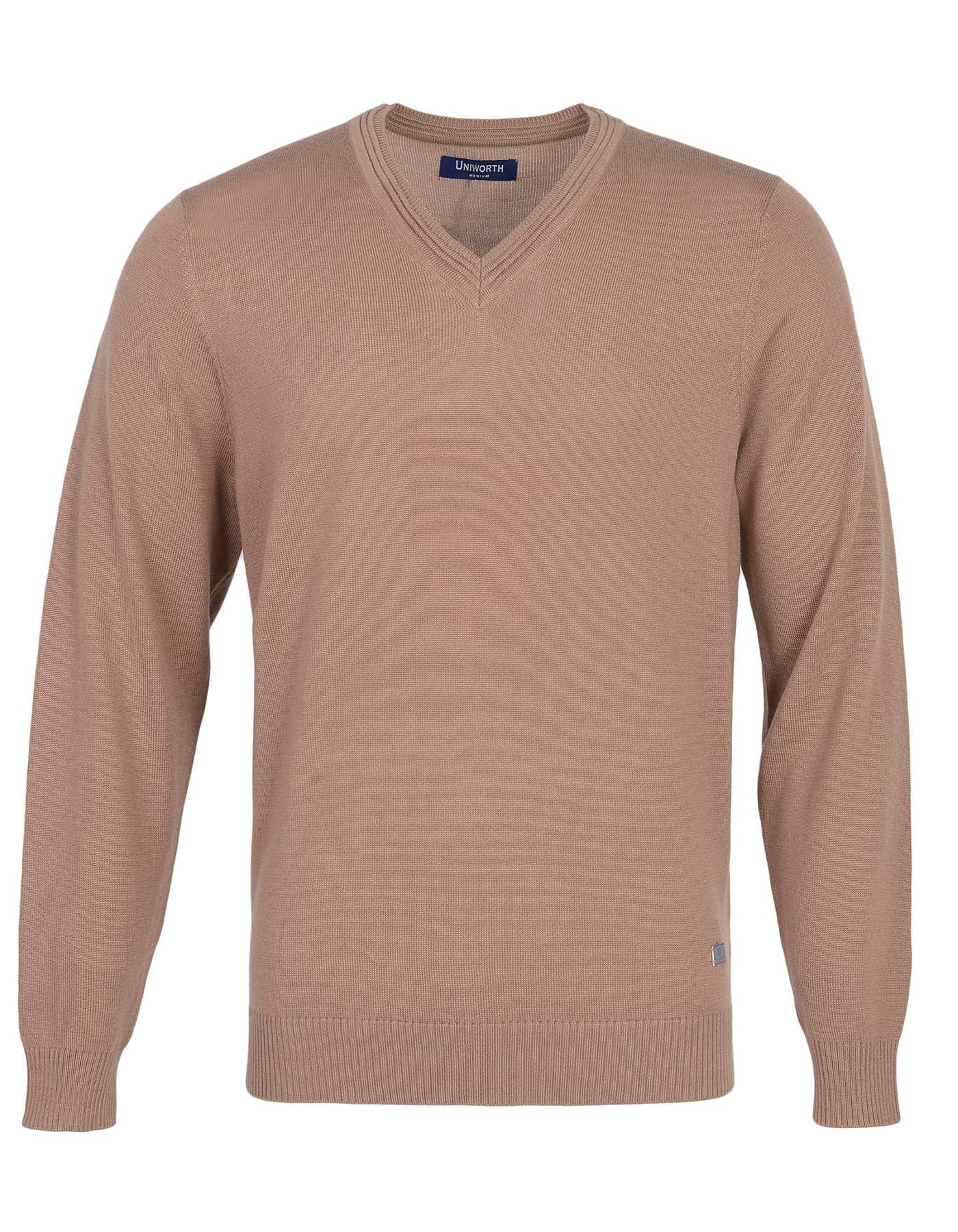 Khaki Plain Full Sleeve Sweater